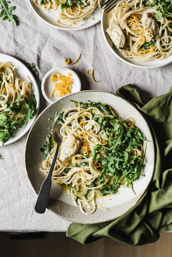 Artichoke Lemon Pesto Pasta Ful Filled